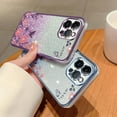thumbnail image 5 of Compatible with iPhone Case,Glitter Flower Floral Clear Electroplated Bumper Camera Lens Protection Soft Shockproof Cover Phone Case (Purple,iPhone 15), 5 of 5