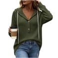thumbnail image 3 of Women's Ribbed Hooded Sweater - Loose Buttoned Pullover Long Sleeve Sweatshirt - Lightweight Fall Daily Versatile Tops, 3 of 8