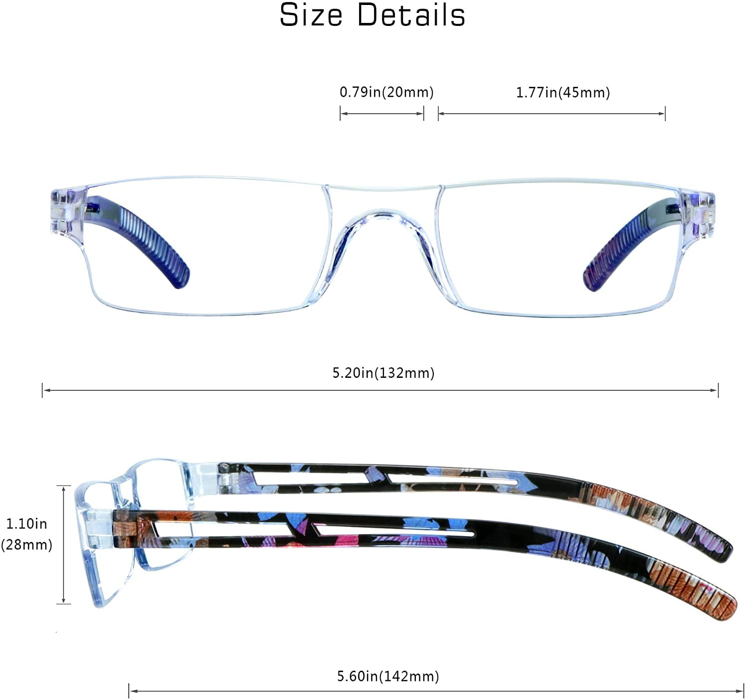 8 Pairs Reading Glasses, Blue Light Blocking Glasses, Computer Reading Glasses for Women and Men, Fashion Square Eyewear Frame (4black+4bluefloral,+4.25 Magnification)