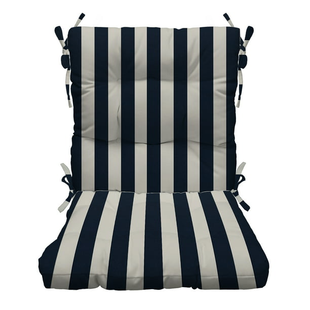 Rsh Décor Indoor Outdoor Tufted Mid Back Chair Cushion Navy Blue White Stripe Com - Resort Spa Home Decor Inc Easley Sc