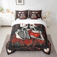 thumbnail image 2 of Manfei Boys Girls Gothic Skeleton Couple Twin Bedding Sets 7-Piece,Chic Vintage Floral Rose Bedding Comforter Set Microfiber,Happy Valentine'S Day Breathable Sheet Sets,Luxury Bedroom Decor, 2 of 6
