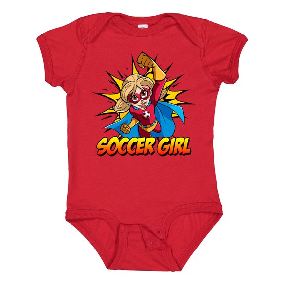 Inktastic Soccer Girl Superhero Girls Baby Bodysuit