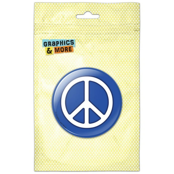Rounded Peace Sign Symbol Blue Refrigerator Button Magnet