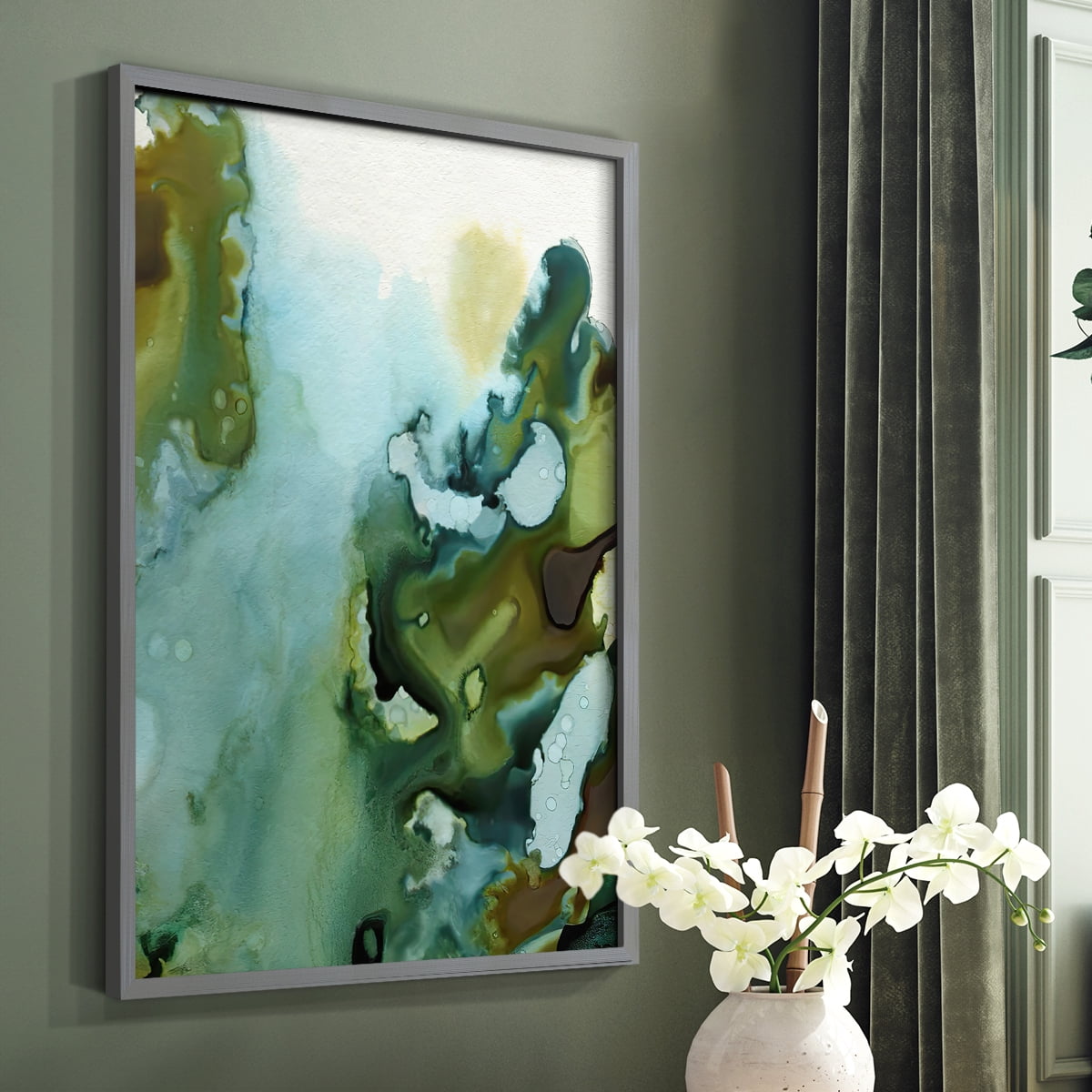 Water and Earth I Framed Print in Gray Solid Wood 22 x 28 Framed Print