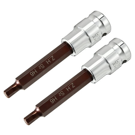

Tasharina 2 Pcs 1/2-Inch Drive 6mm Hex Bit Extra Long Socket S2 Steel