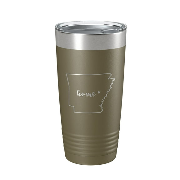 Arkansas Tumbler Home State Travel Mug Insulated Laser Engraved Map Coffee Cup 20 oz Olive Green