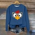 thumbnail image 2 of Sexlip Womens Long Sleeve Sweatshirt Cartoon Rooster Print Design Cropped Hem Soft Fabric Relaxed Silhouette for Daily Lounge Blue S, 2 of 6