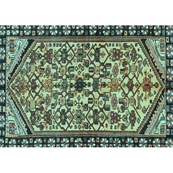 Ahgly Company Indoor Rectangle Persian Light Blue Traditional Area Rugs, 5' x 8'