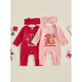 thumbnail image 3 of Miaouyo Baby Girl Christmas Romper Embroidery Crew Neck Bodysuits with Headband, 3 of 9