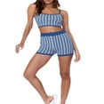 thumbnail image 4 of Women Summer 2Pcs Tracksuit Houndstooth Spaghetti Straps Cropped Tank Tops and Elastic Waist Shorts Set Black M, 4 of 8