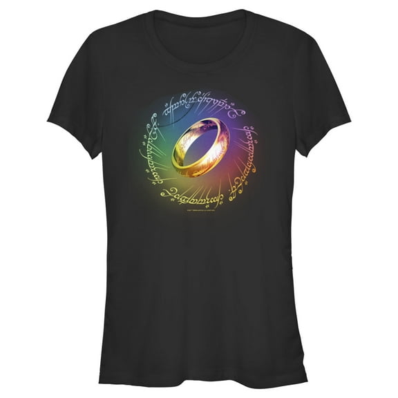 Junior's The Lord of the Rings Fellowship of the Ring Rainbow Ring  Graphic Tee Black Small