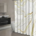 thumbnail image 3 of Marble Shower Curtain Abstract Bath Curtain for Bathroom Bathtub Home Decor Ink Texture Waterproof 72"x72" with 12 Hooks, 3 of 7