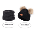 thumbnail image 2 of Toddler Hat， Color Winter Double Pom Pom Knitted Cap and the same color scarf, 2 of 5