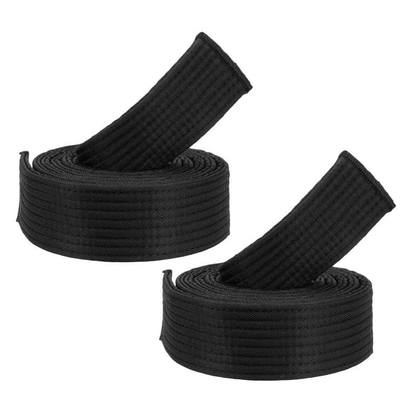 Unique Bargains 5.3FT Taekwondo Colored Ranking Belts, Polyester / Cotton Men Women Pro for Competition, Black 2 Pack
