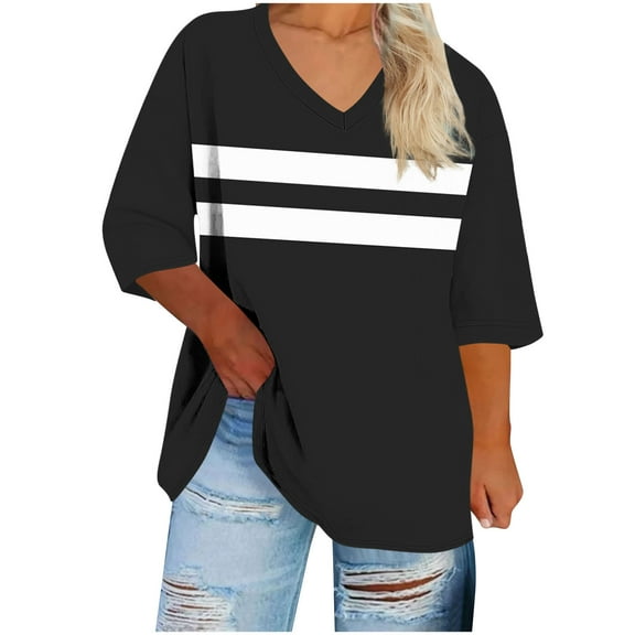 Fashion Fall Saving Fall T Shirts Shirts Three Quarter Sleeve Tops Women Blouse Get it Fast