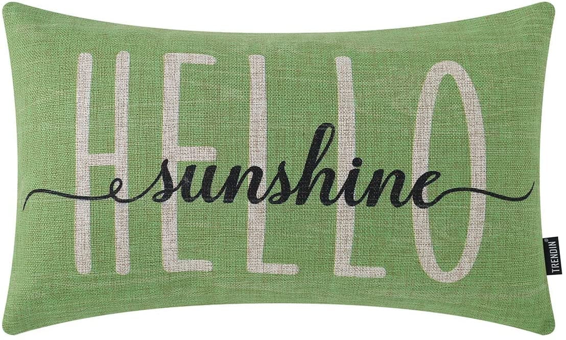 TRENDIN Summer Throw Pillow Cover 12x20 inches Hello Sunshine