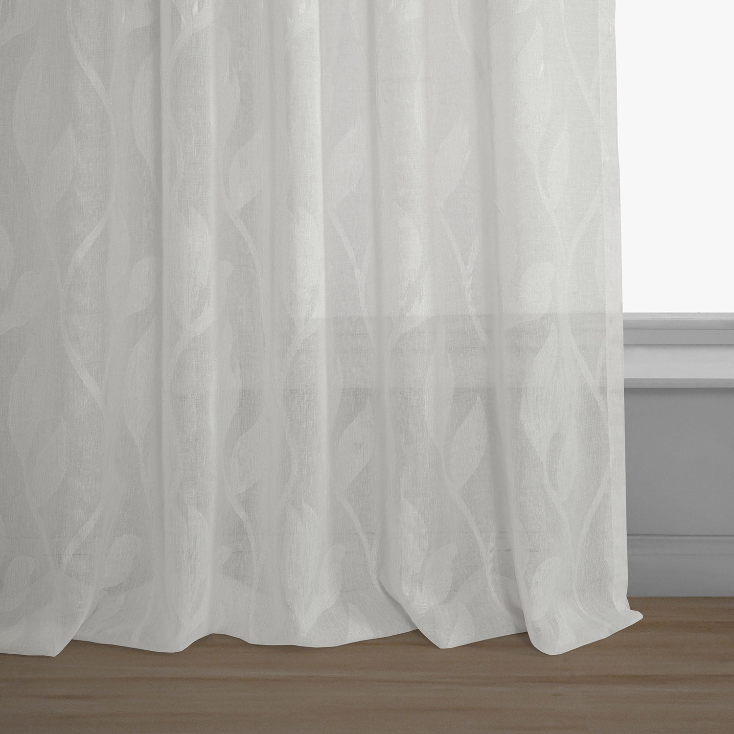 Avignon Vine Patterned Faux Linen Sheer Curtain (1 Panel), Avignon Vine, 50W X 108L