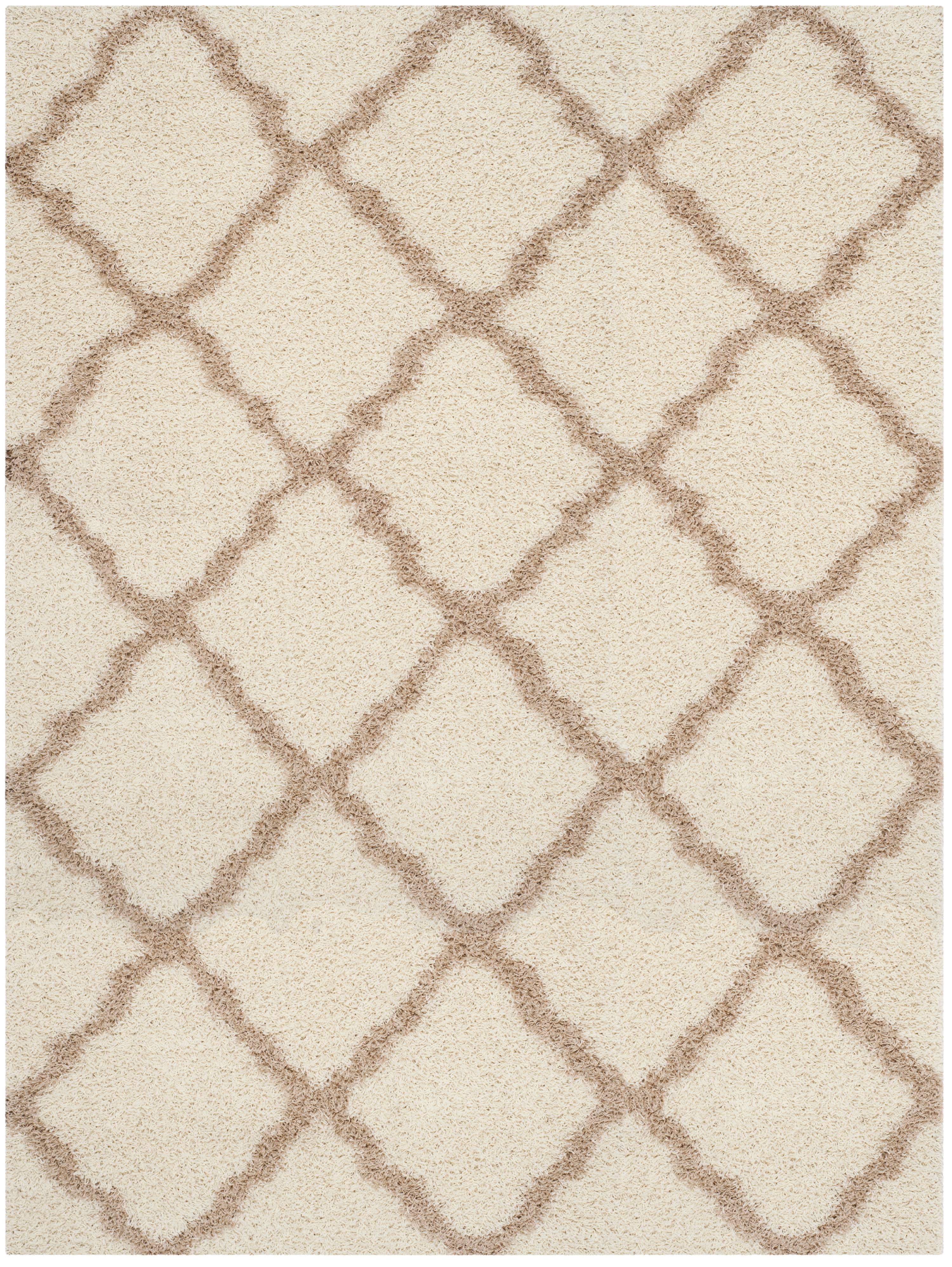 SAFAVIEH Daley Geometric Plush Shag Area Rug, Ivory/Beige, 10' x 14'