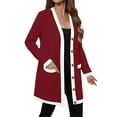 thumbnail image 2 of Women's Lightweight Color-Block Mid-Length Coat, Button-Down Jacket with Pockets, Casual Outerwear for Women, Comfortable Light Jacket for Spring and Fall, Modern Two-Tone Design Coat Wine M, 2 of 4