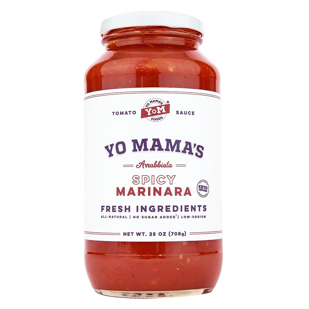 Yo Mama’s Foods Keto Spicy Marinara Sauce | (1) 25 ounce Jar | All-Natural, Gluten Free, and Keto Friendly!