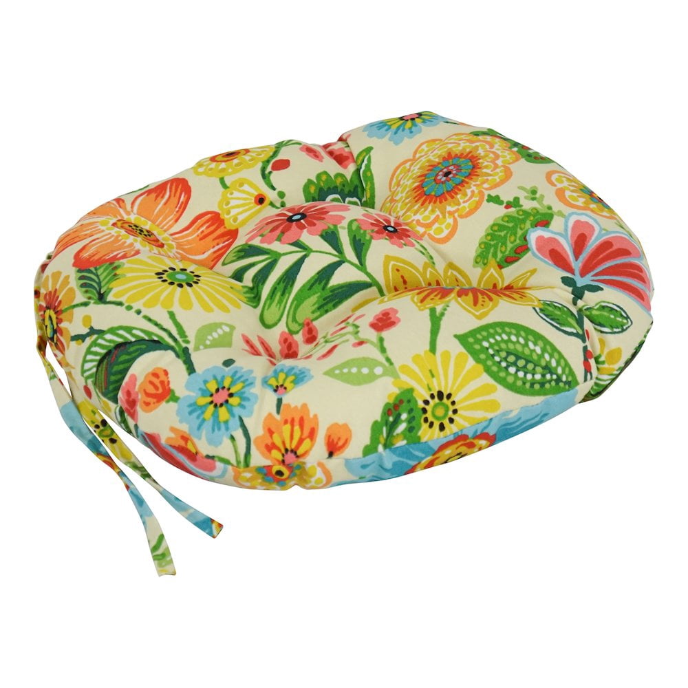 Blazing Needles 16-inch Spun Polyester Patterned Outdoor Round Tufted Chair Cushions (Set of 4)