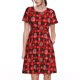 thumbnail image 1 of Easygdp Snowflakes On A Buffalo Plaid para Vestido Transpirable de Mujer, Vestido Suelto de Manga Corta con Pliegues y Bolsillos para el Verano, 1 of 6