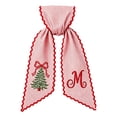 thumbnail image 7 of PLPPYFS Christmas Wreath Sash, Pink Striped Letter Wreath Bow Sash with Embroidered Christmas Tree, Scalloped Red Edge Holiday Wreath Decor, Front Door Wreath Sash Decoration, 7 of 7