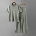thumbnail image 3 of 2 Piece Summer Sets for Women Travel Outfits for Women 2 Piece Sets Clothing Set Female Round Neck Short Sleeve Tops Pants Sets Long Pant Style S_354 Women's Tracksuits Gray One Size, 3 of 4