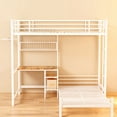 thumbnail image 2 of Toauuo Twin Over Twin L-Shaped Metal Bunk Bed - With Desk Station, Storage Shelves & Drawers, Safety Guardrail & Ladder for Teens, 2 of 8