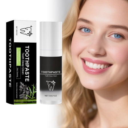 Bamboo Charcoal Whitening Toothpaste for Gentle Deep Cleaning – Mint Fresh Formula to Brighten Teeth, Remove Stains, and Freshen Breath, 30g
