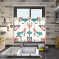 thumbnail image 4 of Yayeee Kitchen Curtains Tier Pair Light Filtering 27"x36" Rod Pocket Short Cafe Window Panel, Colorful Butterflies, 4 of 7