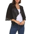 thumbnail image 2 of ASFGIMUJ Women Fashion Solid Mesh Irregular Short Sleeve Loose Cardigan Beach Holiday Tops, 2 of 8