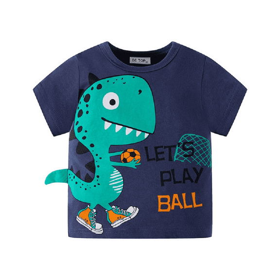 XBASW Toddler Kids Boys T Shirt Summer Short Sleeve Tops Dinosaur Printed Tees Shirt for Boys Size 1-6T