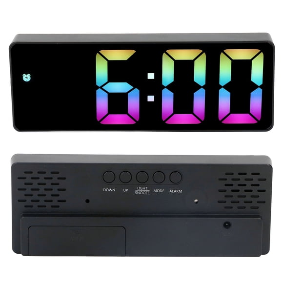 Reloj Despertador Digital Colorido Grande, Concha Negra, Elegante, Moderno, Colorido, LED, Despertador Digital, Modo Nocturno Para Oficina