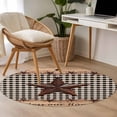 thumbnail image 5 of Texas Star Plaid 3ft Area Rug, Farmhouse Black Brown Texas Vintage Washable Non-Slip Small Round Rugs for Entryway Bedroom Kitchen, Soft Circle Carpet for Dining Room, Playroom Nursery Rug, 5 of 9