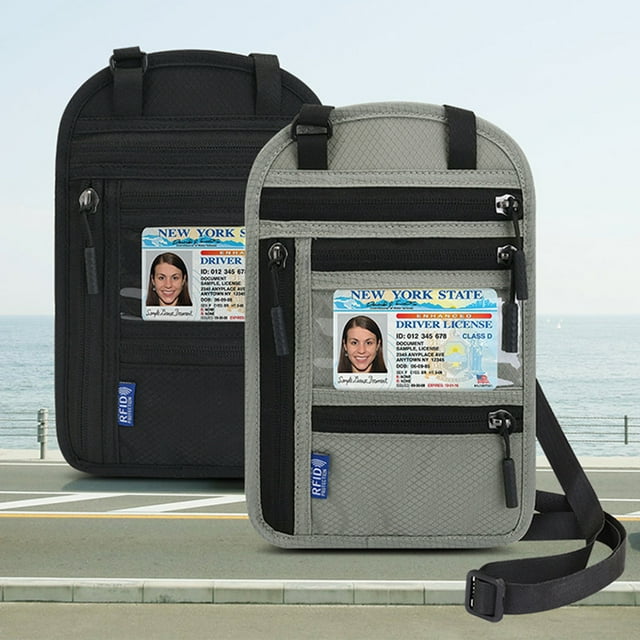 Passport Pouch Cross-shoulder RFID Blocking Convenient Large Capacity Travel Neck Pouch for Outdoor