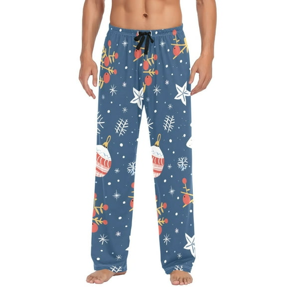 Christmas Trees Snowflakes Socks Men's Pajama Pants Cotton Long Sleepwear Lounge Pants L