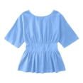 thumbnail image 5 of DAFPZW Women's Sexy Bow Tie Back Tops Short Sleeve Backless Crew Neck Flowy Cute Peplum Tops Blouse Going Out T-Shirt, 5 of 7