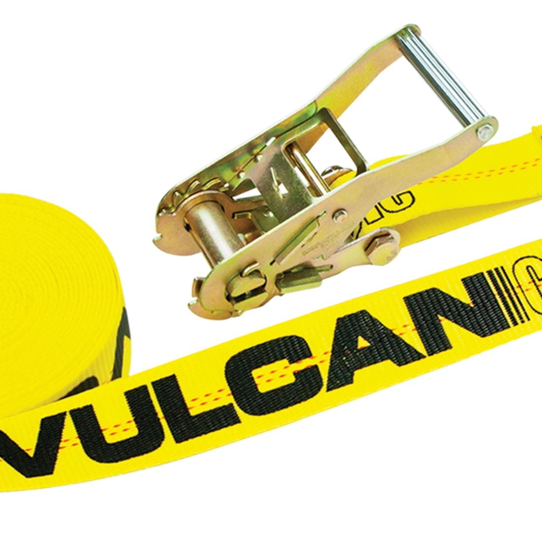 VULCAN Ratchet Straps - Wire J Hooks - 2 inch x 15 foot - 4 Pack - Classic Yellow - 3300 Lbs SWL