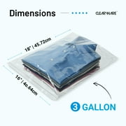 Clearware, 3 Gallon XL Storage Bags With Zipper seal, 16 x 18in - Reusable, BPA-Free, Clear - 12 pack