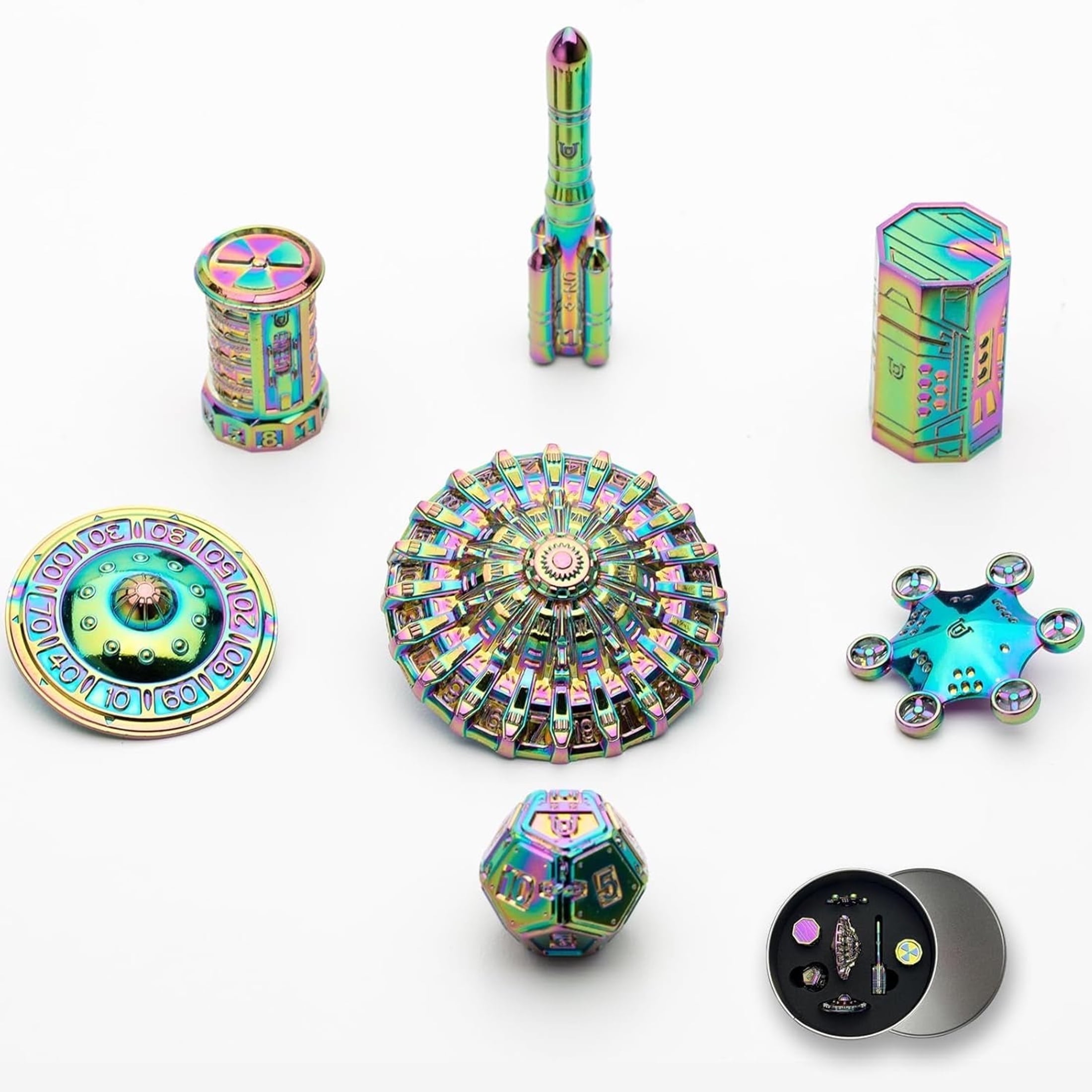 UFO DND Dice Set, Dungeons and Dragons Metal Dice,Adult