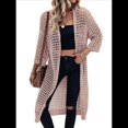 thumbnail image 2 of Cárdigan de Punto con Abertura Frontal y Mangas 3/4 para Mujer, Suéter , Color Gris Rosado Pálido, Talla L, 2 of 9