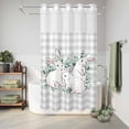 thumbnail image 6 of No Hook Shower Curtain, Easter Bunny Shower Curtains for Bathroom with See Through Top Window, Eucalyptus Leaves Rabbits Country Grey Plaid Waterproof & Washable Bath Curtain Stand Up Stall 36"x72", 6 of 9