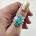 thumbnail image 5 of Natural Blue Copper Turquoise Ring, Turquoise Ring, December Birthstone, Simple Band, 925 Sterling Silver, Womens Ring, Christmas, Thanksgiving, Handmade, Statement Jewelry, Natural Turquoise Ring, 5 of 6
