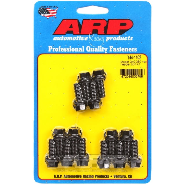 ARP Auto Racing Exhaust Header Bolt 144-1102 For Use With Chysler; 5/16 Inch Thread Size; .750 Inch Length; Hex Style Head Type; Black Oxide; Black; Chrome Moly; Set of 14