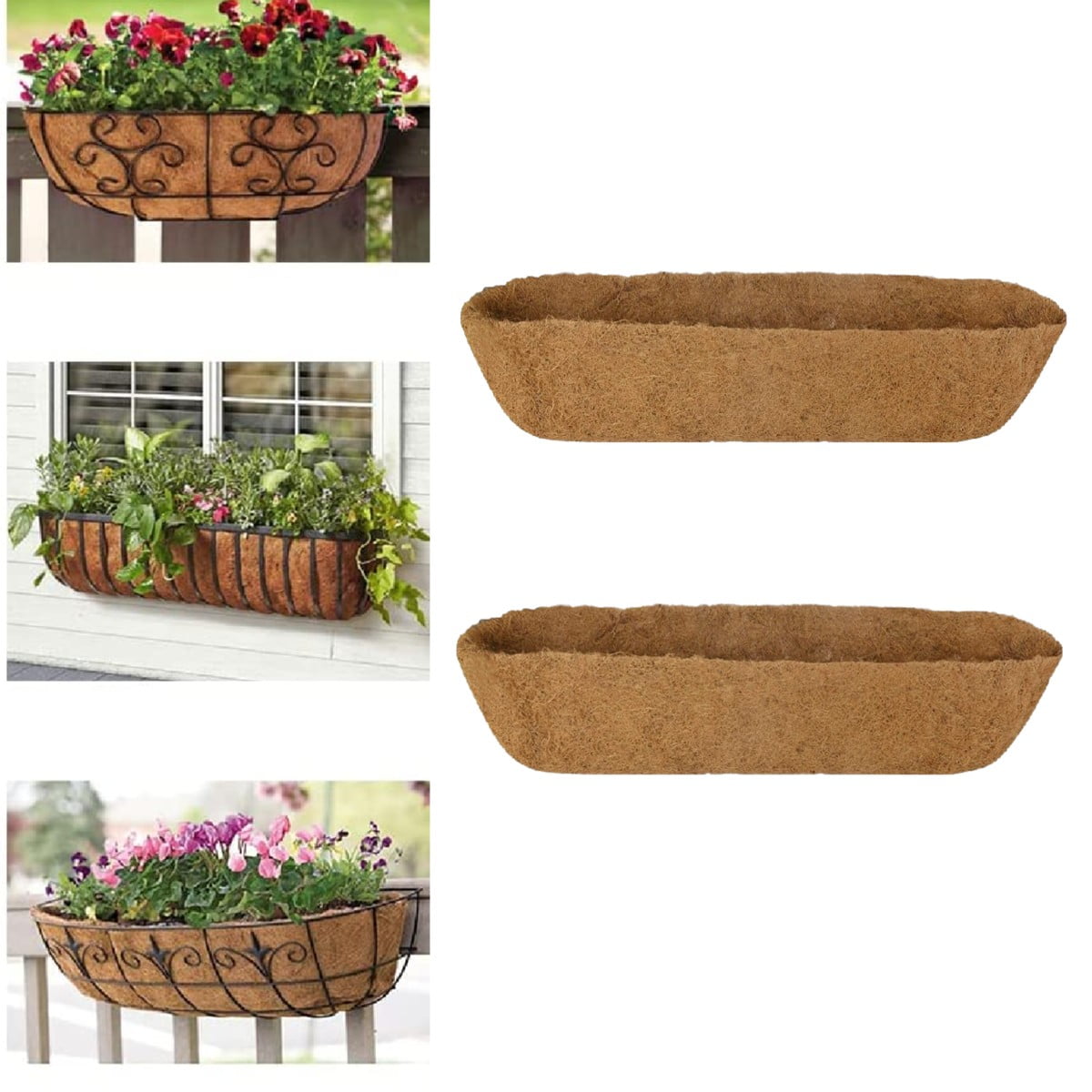2 Pack Trough Coco Fiber Replacement Liner, PreFormed Window Basket