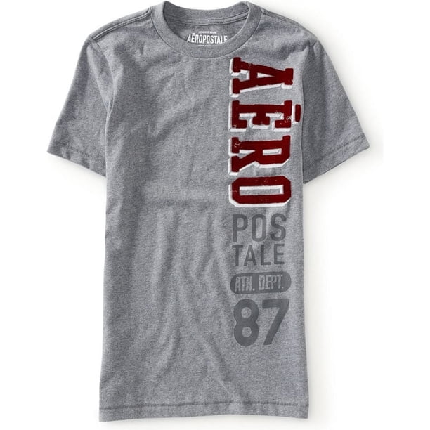 Camiseta gráfica Aeropostale para hombre con fieltro vertical gris pequeña