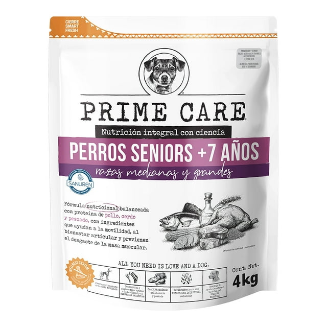 Croqueta Prime Care Para Perros Seniors (+7 Años) Raza Medianas Y Grandes 4Kg
