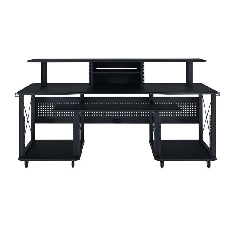 ACME Furniture Megara Studio Music Desk, Black Finish, Shelves