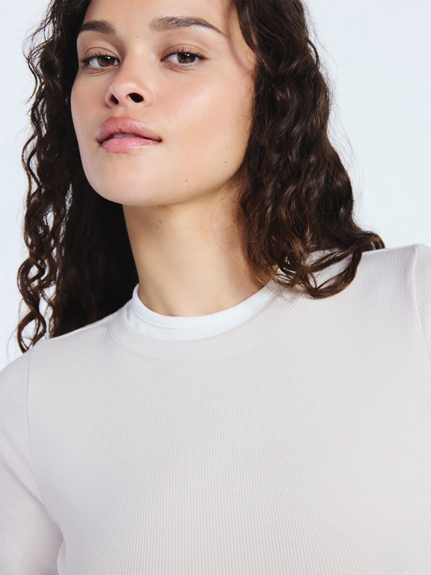 Scoop Women’s Double Layer Rib Tee with Long Sleeves, Sizes XS-XXL